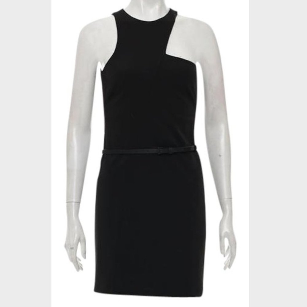 Halston Heritage Black Asymmetrical Mini Cocktail Dress - Short, Size Small